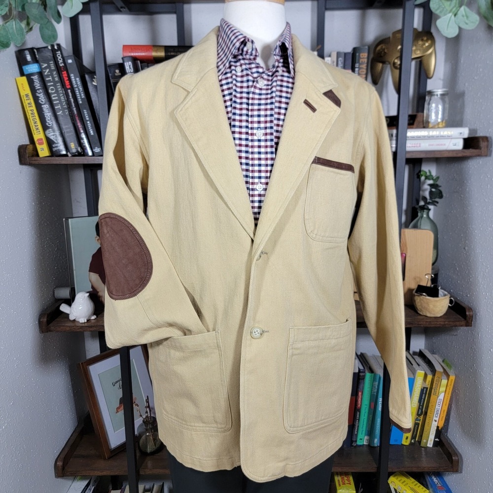 Dunn's Supply Catalog Men's Outdoor Blazer Jacket Cotton Twill Elbow Patch Med